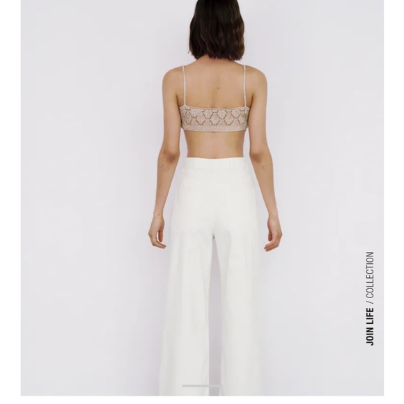 SOLD Zara hi rise full length white wide leg jeans - Picture 2 of 5